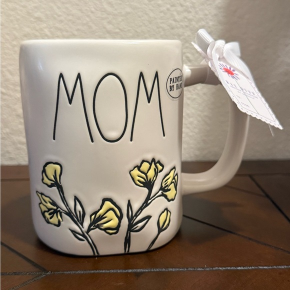 Rae Dunn Other - Rae Dunn- Mom- Floral Mug in White and Yellow - Painted by Hand